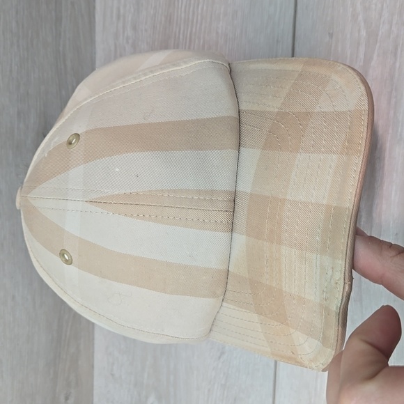Burberry Mens Striped Beige & Tan Baseball Cap Sz Xl - Picture 2 of 15